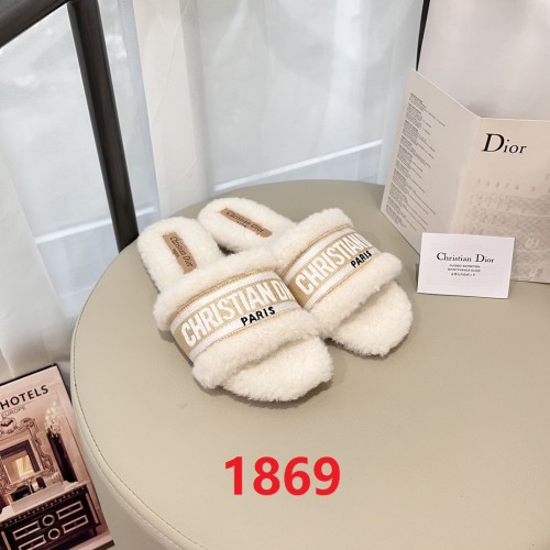 Women's flat wool indoor slippers, size 35-42, SS50-1869