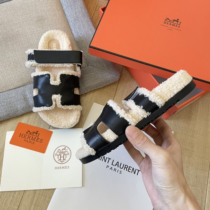 Women's flat wool indoor slippers, size 34-43, SS50-1892