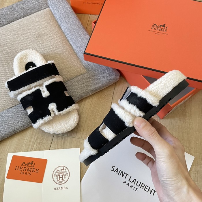 Women's flat wool indoor slippers, size 34-43, SS50-1887