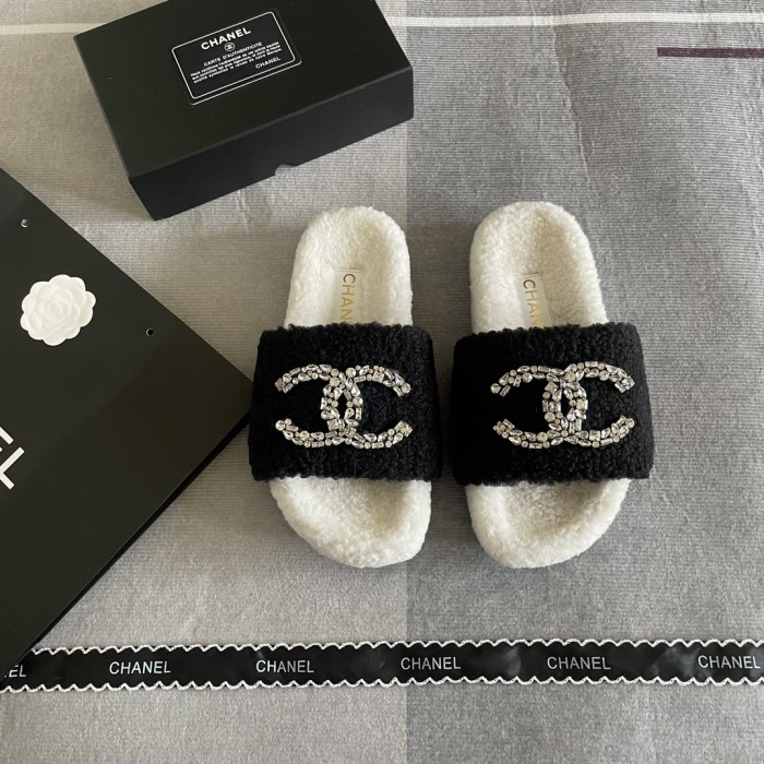 Women's flat wool indoor slippers, size 35-41, SS50-1844