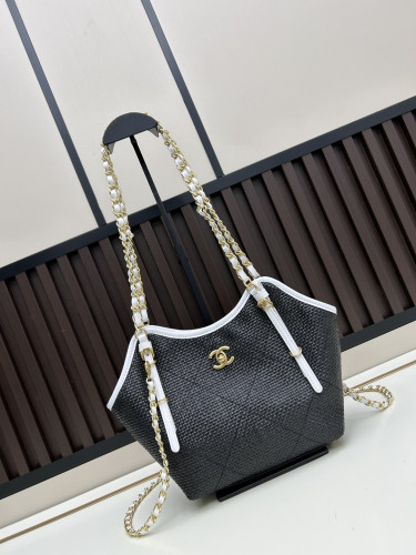 Leather and woven raffia bag ,5A ,size 30x20x6cm,  B98-190