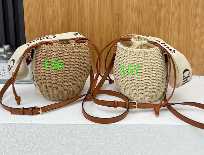 Straw raffia leather bag , size 19*19*13cm ,no box,  B25-156-157