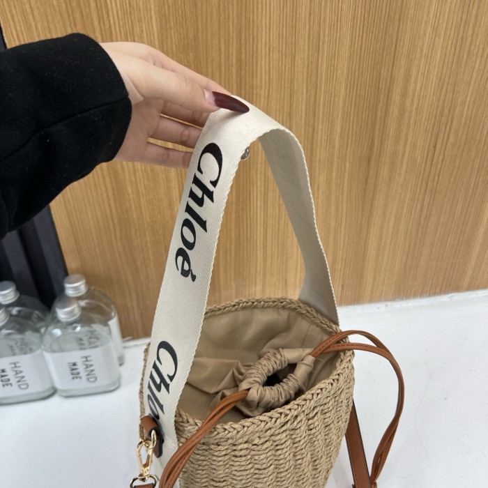 Straw raffia leather bag , size 19*19*13cm ,no box,  B25-156-157