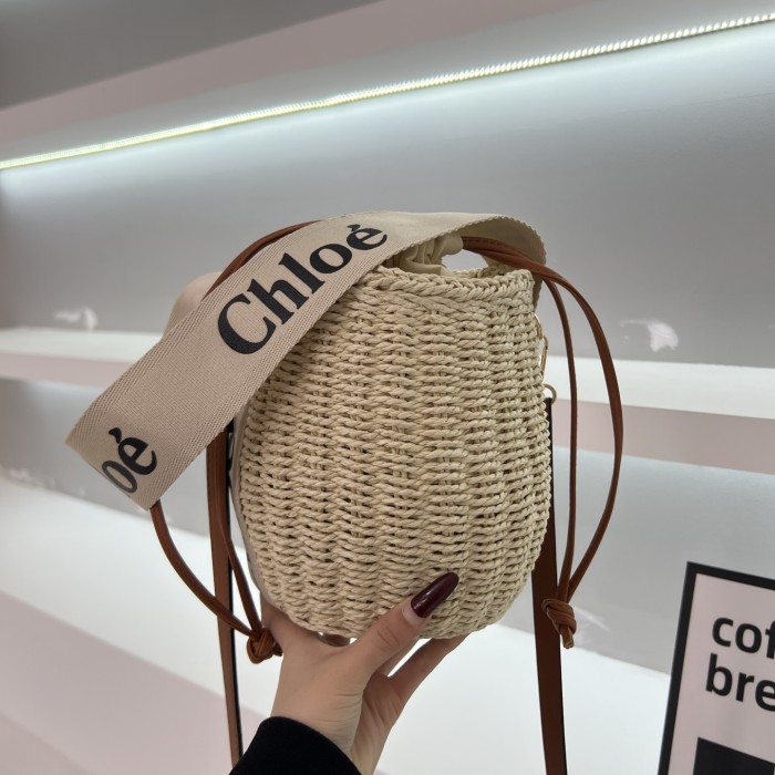 Straw raffia leather bag , size 19*19*13cm ,no box,  B25-156-157