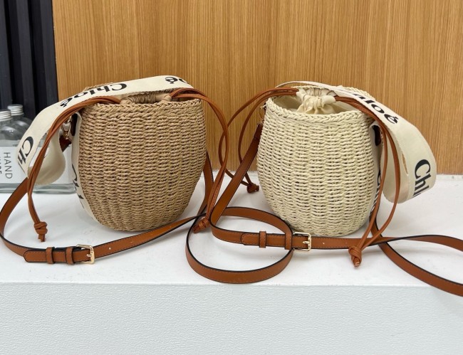 Straw raffia leather bag , size 19*19*13cm ,no box,  B25-156-157