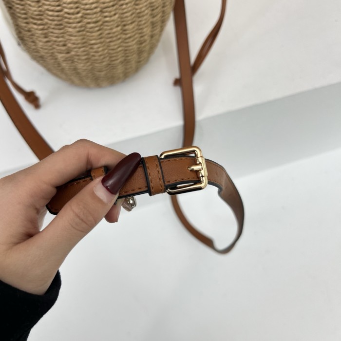 Straw raffia leather bag , size 19*19*13cm ,no box,  B25-156-157