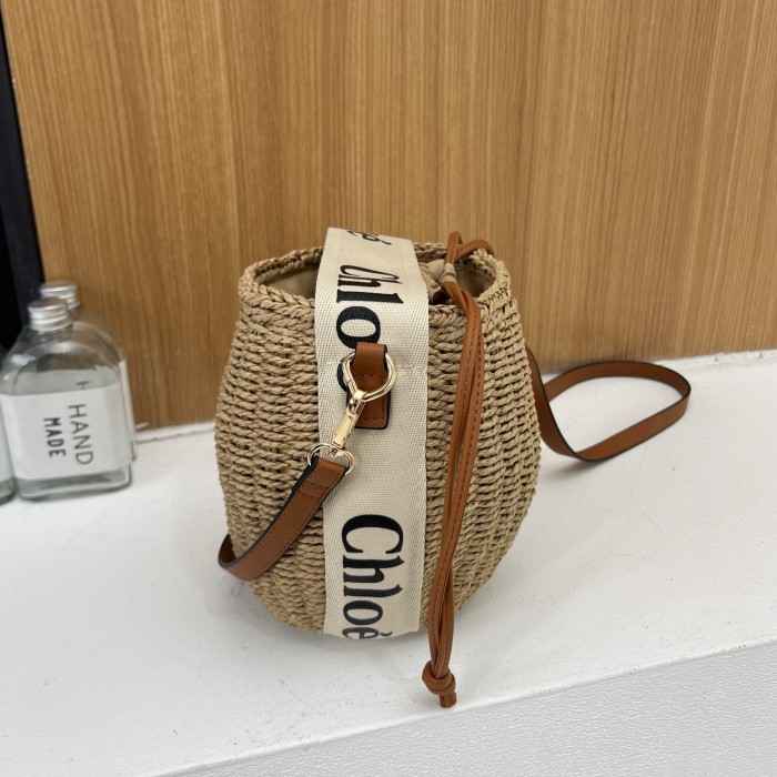 Straw raffia leather bag , size 19*19*13cm ,no box,  B25-156-157