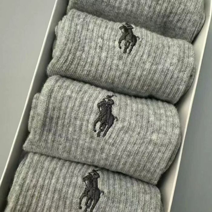 Embroidery breathable sports cotton socks for men women， 5 pairs of 1 box. free size,CL15.5-152