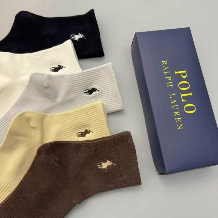 Embroidery breathable sports cotton socks for men women， 5 pairs of 1 box. free size,CL15.5-151