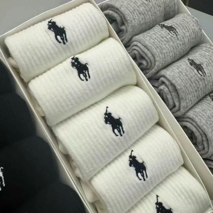 Embroidery breathable sports cotton socks for men women， 5 pairs of 1 box. free size,CL15.5-152