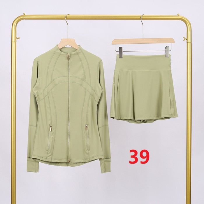 Women's Stand-up collar jacket and skirt set Gym top Yoga clothes,CL78-37-52