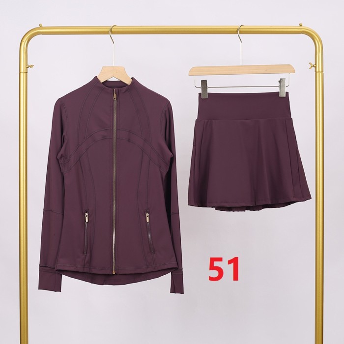 Women's Stand-up collar jacket and skirt set Gym top Yoga clothes,CL78-37-52