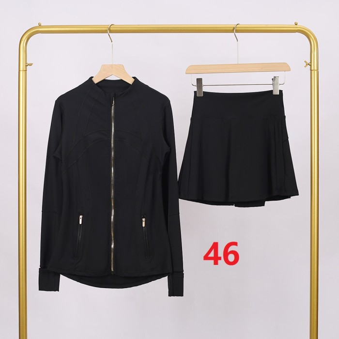 Women's Stand-up collar jacket and skirt set Gym top Yoga clothes,CL78-37-52