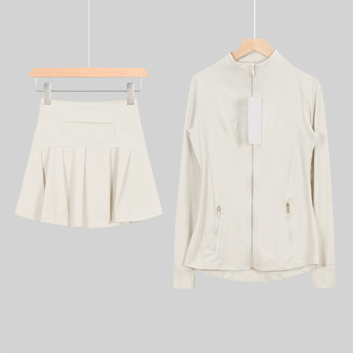 Women's Stand-up collar jacket and skirt set Gym top Yoga clothes,CL78-53-68