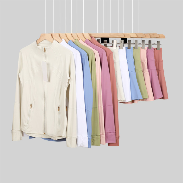 Women's Stand-up collar jacket and skirt set Gym top Yoga clothes,CL78-53-68