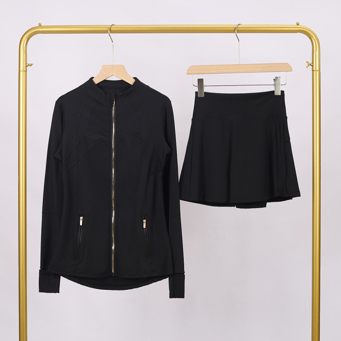 Women's Stand-up collar jacket and skirt set Gym top Yoga clothes,CL78-37-52