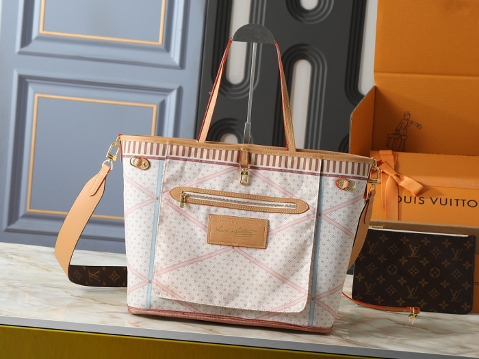 Split leather Neverfull Inside Out MM bag,4A,no box,size 32 x 28 x 14cm,B75-497