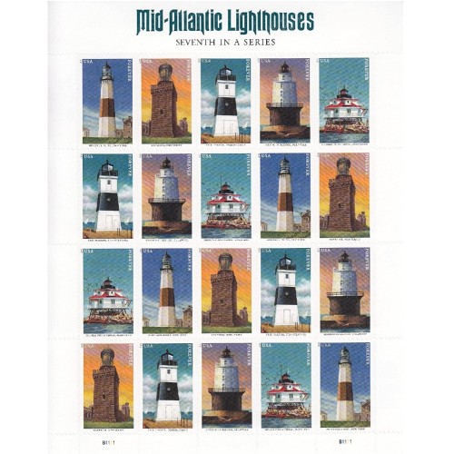 Mid Atlantic Lighthouses 2021 - 5 Sheets / 100 Pcs
