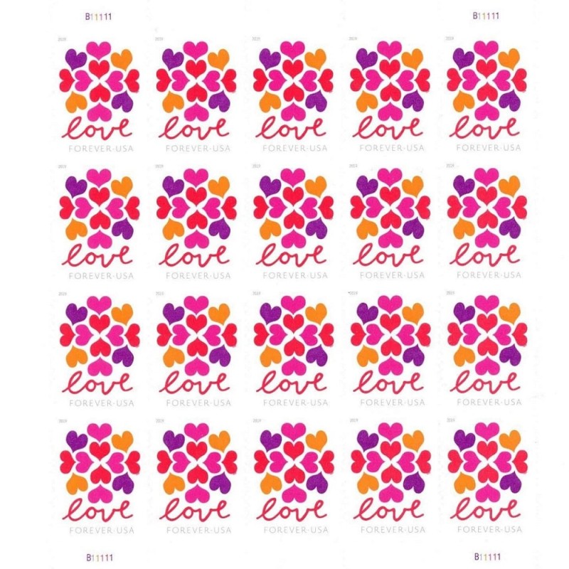 Hearts Blossom Love 2019 - 5 Sheets / 100 Pcs