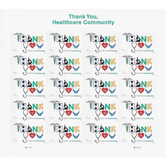 Thank You Healthcare Community 2024 - 5 Sheets / 100 Pcs