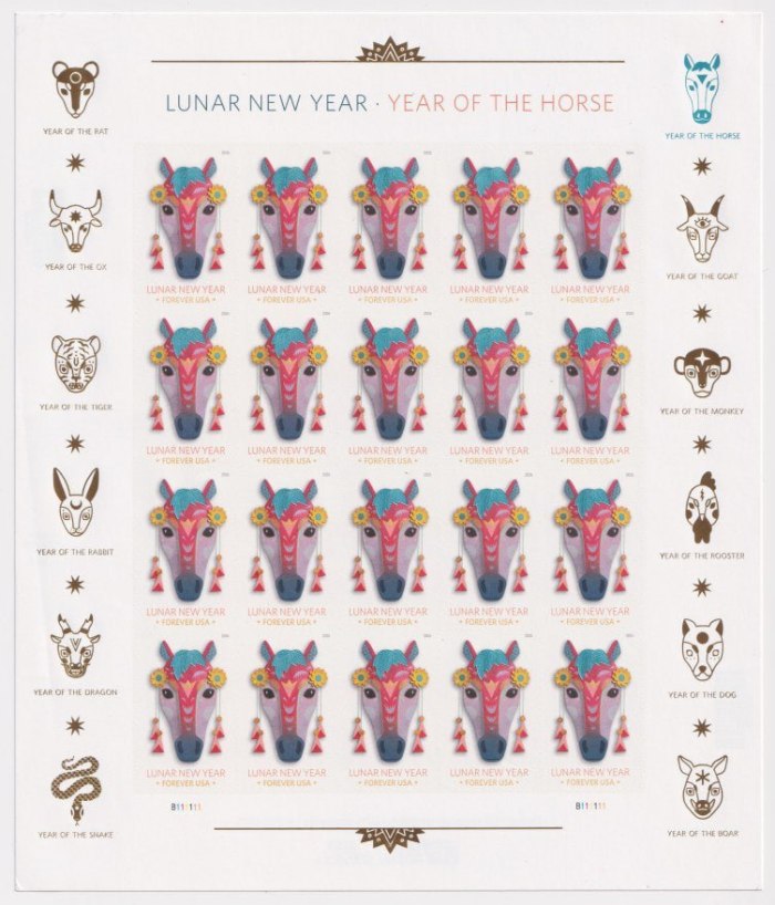 Lunar New Year of Horse 2026 - 5 Sheets / 100 Pcs