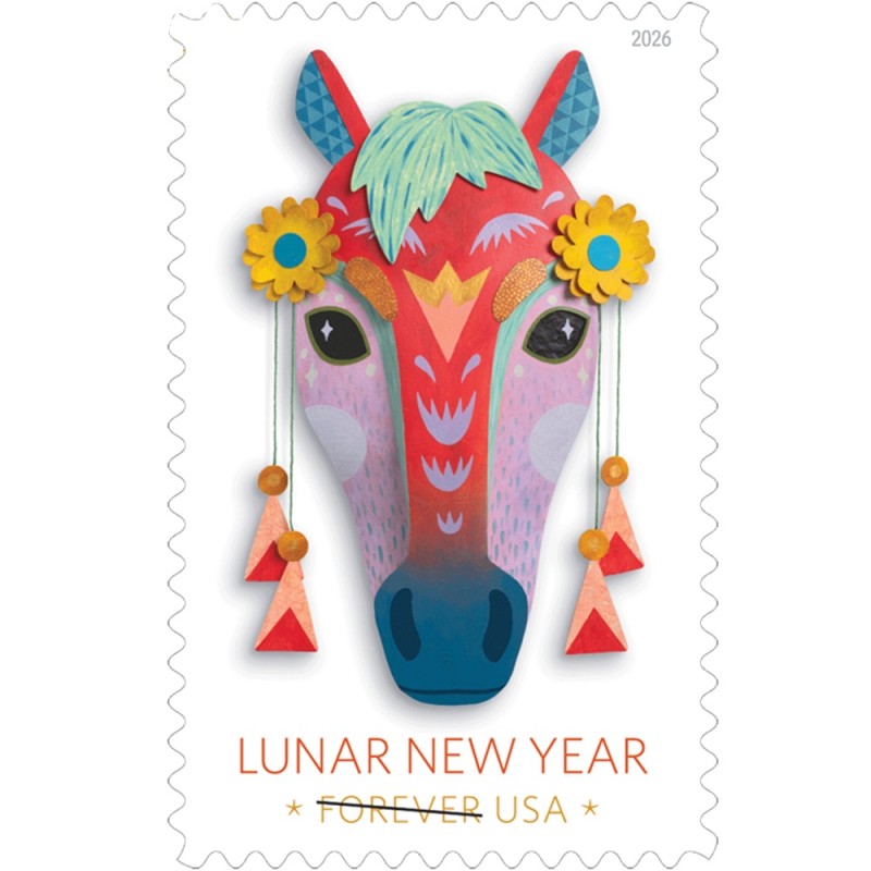 Lunar New Year of Horse 2026 - 5 Sheets / 100 Pcs