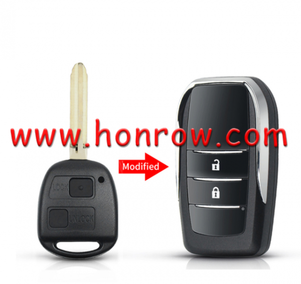 For Toy Land Cruiser Camry Corolla  2 Buttons Modified Flip Car Key Shell with TOY43 blade