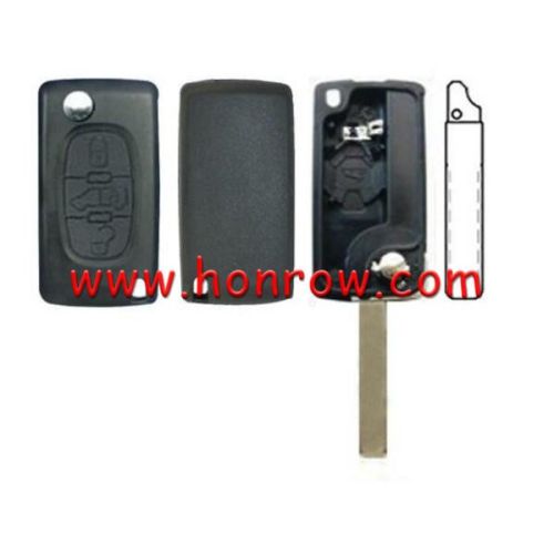 For Fiat 3 buton flip remote key blank with battery place HU83 blade