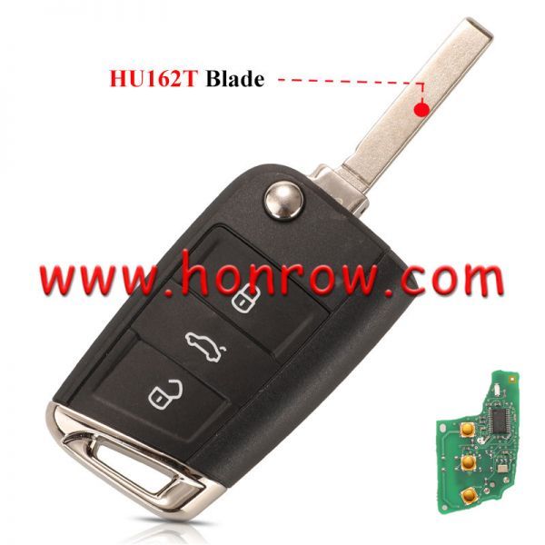 KYDZ For VW keyless MQB platform  3 button flip remote key  with ID48 chip-434mhz HU162T Blade
