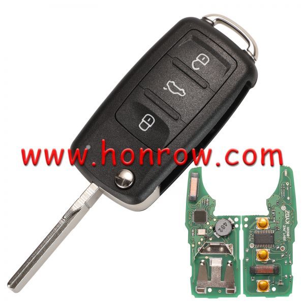For VW MQB keyless 3B flip remote key with ID48 chip-434mhz ASK model FCCID: 5K0837202BR