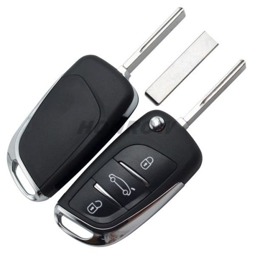 For Original Peugeot 3 button modified flip remote key blank with HU83 407 Blade- 3Button -Trunk- With battery place (No Logo) used for model New DS remote control