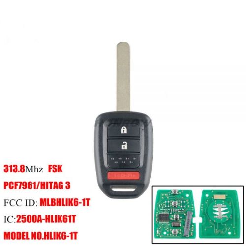 For Honda 2+1 button remote key with chip 47-7961XTT inside 313.8MHZ