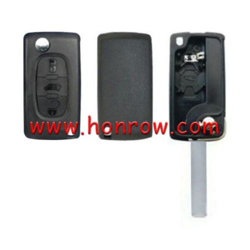 For Fiat 3 buton flip remote key blank with battery place VA2 blade,The back is smooth