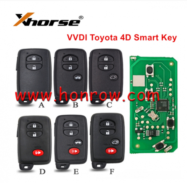 Xhorse VVDI Smart Remote Car Key 4D PCB Board For Toyota Support 0111/0140/3370/5290/A433/F433/6601/6630 312/314.3/315/433.92Mhz Car Models（please choose the key shell style）