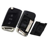 For VW 3 button flip remote key blank with HU66 blade
