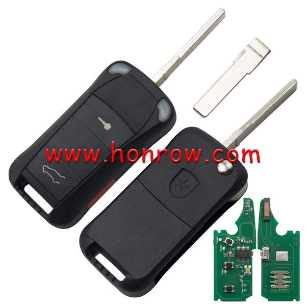 KYDZ For Porshe Cayenne 2+1 button flip remote  key with red panic with 46 PCF7947A HITAG2 chip 315Mhz
