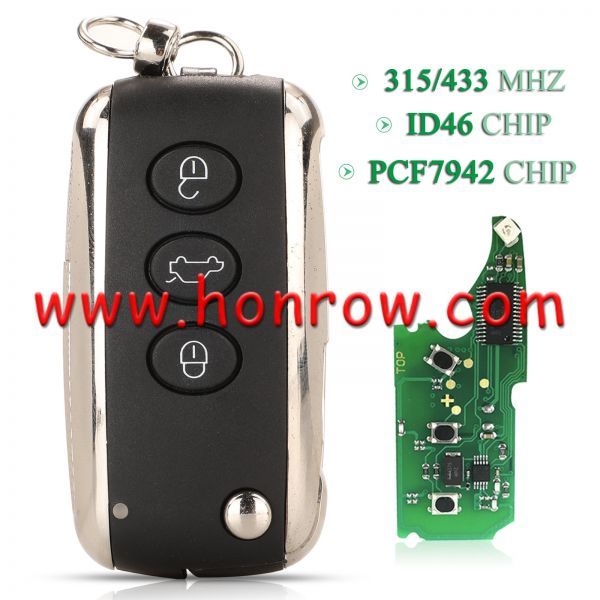 For Bentley 3+1 Buttons with 315MHz ID46-PCF7942 Flip Smart Remote Car Key  FCCID: KR5 5WK45032