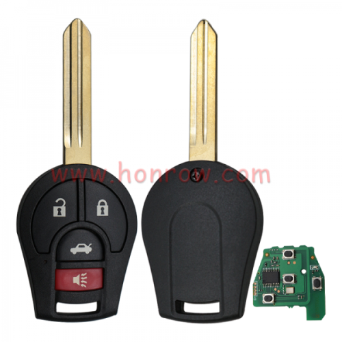 For Nissan 3+1 button remote key with 433mhz PCF7961A HITAG 2 46 chip FCCID:TWB1G766
