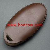 For Nissan 3 button key cowhide leather case Brown Color