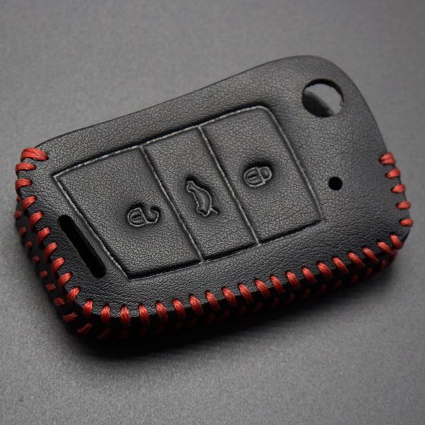 For VW 3 button key cowhide leather case.