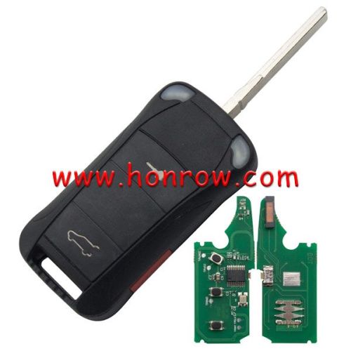 KYDZ For Por Cayenne 2+1 button flip remote  key with red panic with ID46 Chip and 433Mhz