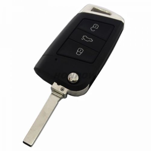 For VW 3 button flip remote key blank with HU162T blade