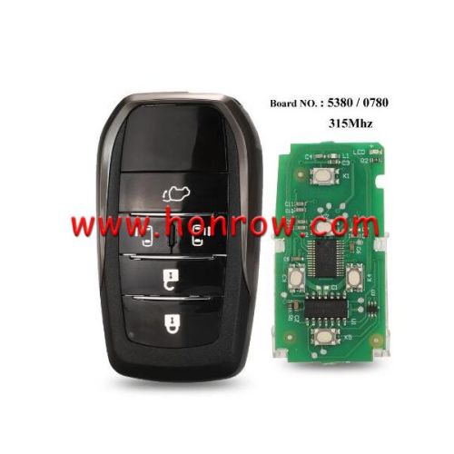 For Toy Previa Alphard 5 Buttons Smart Key with 315.12MHz ID71 Chip ASK Board No: 0780