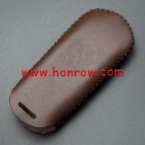 For Mazda 2 button key cowhide leather case for Maz3 Brown Color