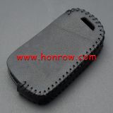 For Chevrolet 3 button key cowhide leather case Black Color.