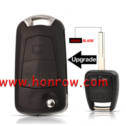 For Opel 3 button modified flip remote key blank with HU43 Blade