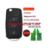 For VW MQB 3 button remote key  with 315MHz Megamos AES ID88 chip   FCCID: NBGFS93N 5K0837202BJ