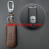 For Mazda 2 button key cowhide leather case for Maz3 Brown Color
