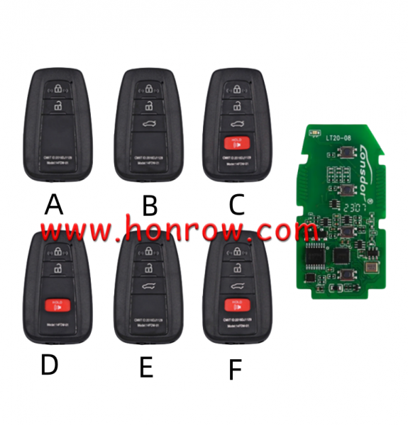 Lonsdor LT20-08 Smart Key PCB with Key shell 8A+4D Adjustable Frequency For Toyota 0410 Support K518 & K518ISE & KH100+