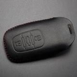 For Audi 3 button key cowhide leather case used for  A1 A3 A4 A5 A4L A5 A6L  Q3 Q5 Q7 A8 A8L RS5 with key ring. MOQ:5PCS 5pcs/Lot